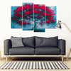 Tree Art Print 5 Piece Framed Canvas- Free Shipping