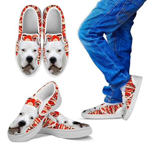 Dogo Argentino Print Slip Ons For Kids- Express Shipping