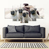 Cute Pug Puppies 5 Piece Framed Canvas- Free Shipping