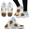 Tibetan Spaniel Blue White Print Sneakers For Women-Free Shipping