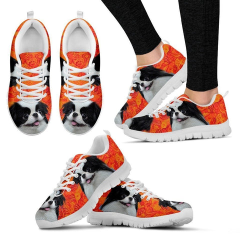 Cute Japanese Chin Print-White Running Shoes For Women-Express Shipping