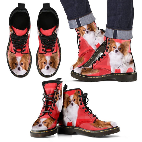 Papillon Dog Print Boots For Men-Express Shipping