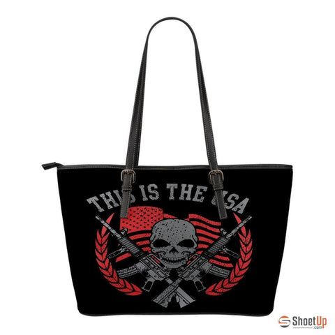 This Is The USA-Small Leather Tote Bag-Free Shipping