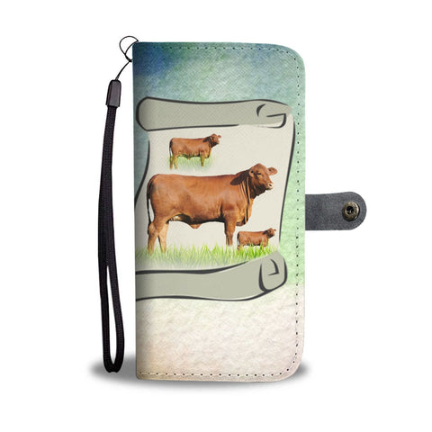 Hand Crafted Red Brangus Cattle (Cow) Print Wallet Case-Free Shipping