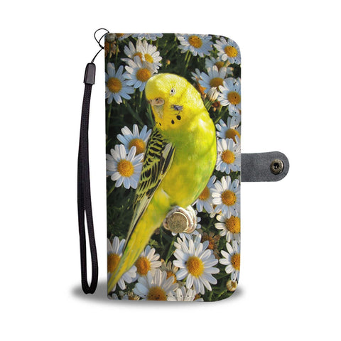 Yellow and Black Parakeet Print Wallet Case- Free Shipping