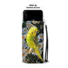Yellow and Black Parakeet Print Wallet Case- Free Shipping