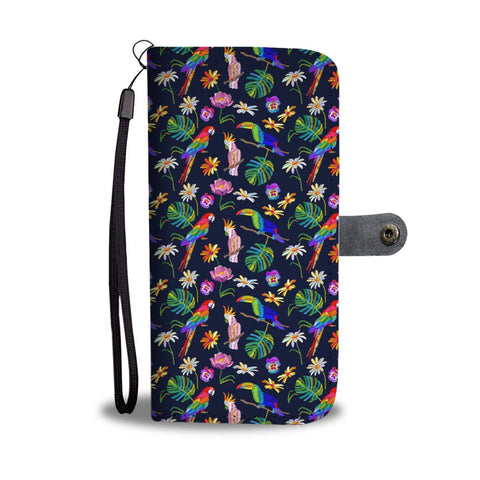 Parrot Floral Art Print Wallet Case-Free Shipping