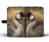 Grey Crowned Crane Bird Print Wallet Case-Free Shipping