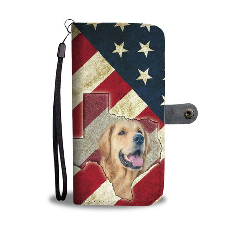 Laughing Golden Retriever Print Wallet Case-Free Shipping-TX State