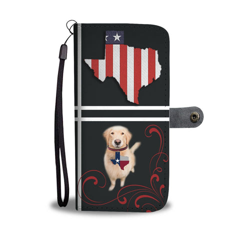 Cute Golden Retriever Print On Black Wallet Case-Free Shipping-TX State