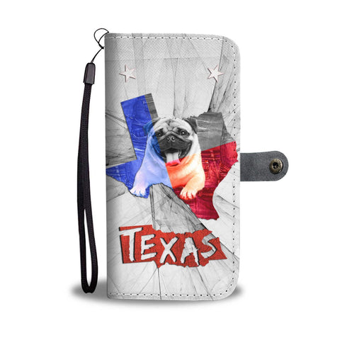 Pug Dog On White Print Wallet Case- Free Shipping-TX State