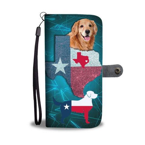 Lovely Golden Retriever Dog On Light Blue Print Wallet Case-Free Shipping-TX State