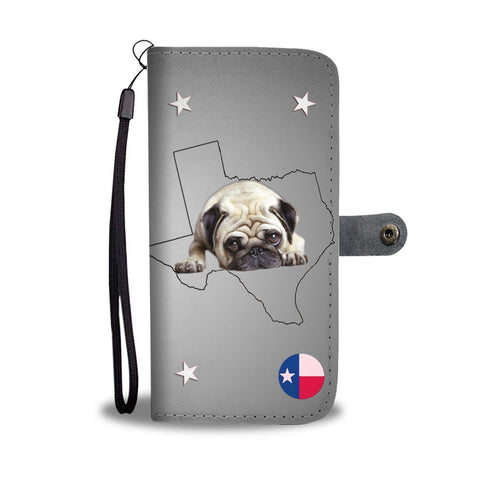 Lovely Pug Print Wallet Case- Free Shipping-TX State