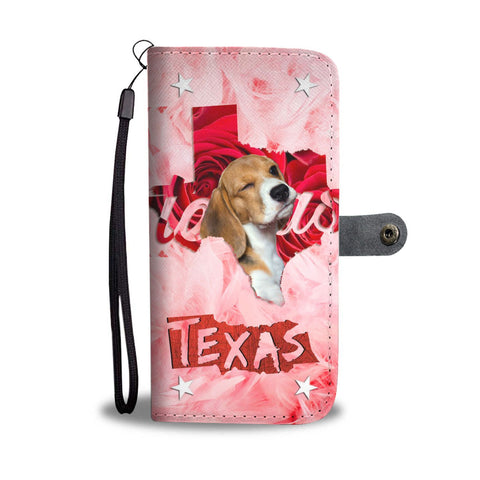 Beagle On Pink Print Wallet Case- Free Shipping-TX State