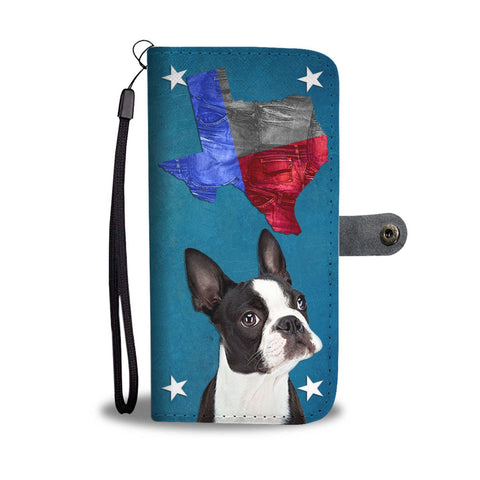 Cute Boston Terrier Print Wallet Case- Free Shipping-TX State