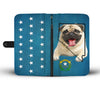 Pug Dog Print Wallet Case- Free Shipping-NV State