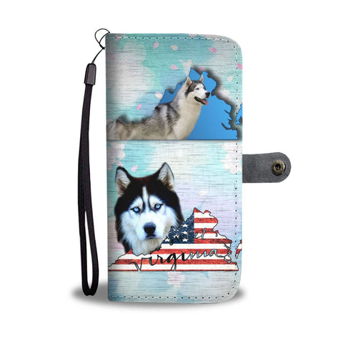 Siberian Husky Dog Print Wallet Case-Free Shipping-VA State