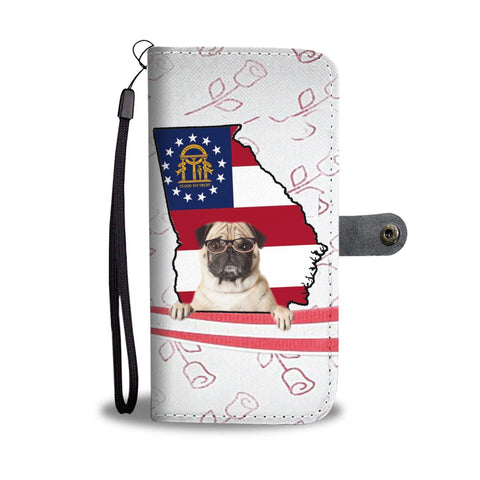 Pug Dog Print Wallet Case-Free Shipping-GA State