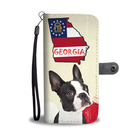 Boston Terrier Print Wallet Case-Free Shipping-GA State