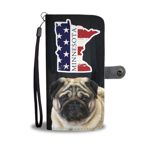 Pug Dog Print Wallet Case-Free Shipping-MN State