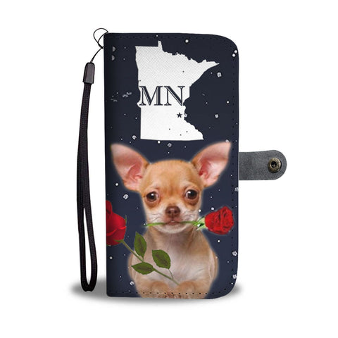 Chihuahua With Rose Print Wallet Case-Free Shipping-MN State