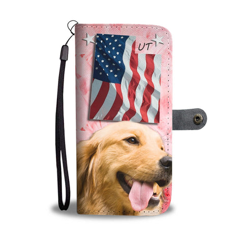 Golden Retriever On Pink Print Wallet Case- Free Shipping-UT State