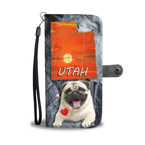 Pug Dog Print Wallet Case- Free Shipping- UT State