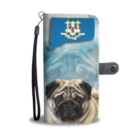 Pug Print Wallet Case-Free Shipping-CT State