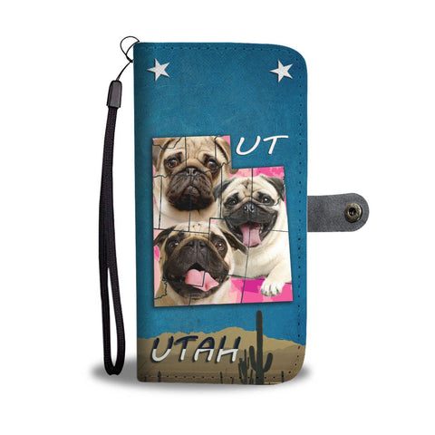 Cute Pug Dog Print Wallet Case- Free Shipping-UT State