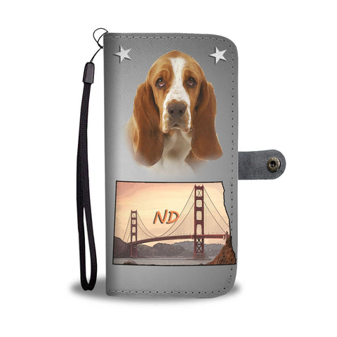 Basset Hound Print Wallet Case-Free Shipping-ND State