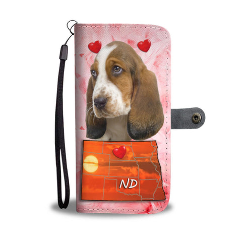 Lovely Basset Hound Print Wallet Case-Free Shipping-ND State