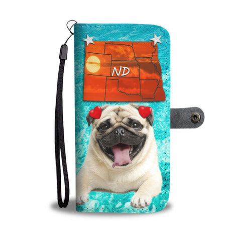Cute Pug Dog Print Wallet Case- Free Shipping-ND State