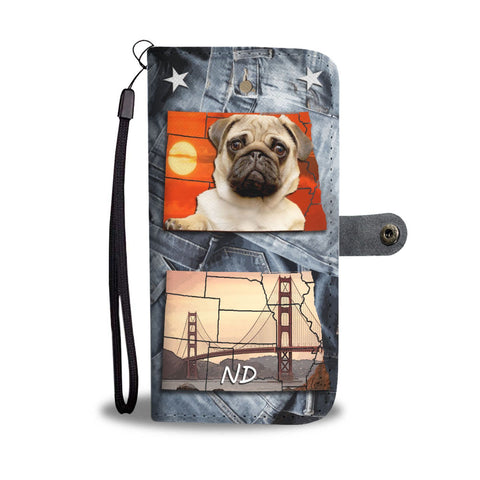 Lovely Pug Print Wallet Case- Free Shipping-ND State
