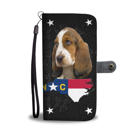 Cute Basset Hound Print Wallet Case- Free Shipping-NC State
