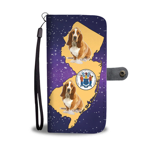 Cute Basset Hound Dog Print Wallet Case-Free Shipping-NJ State