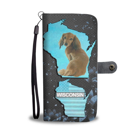 Cute Dachshund Dog Print Wallet Case-Free Shipping-WI State