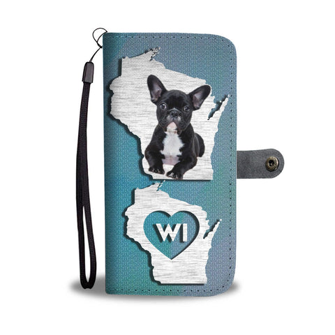 Cute French Bulldog Print Wallet Case-Free Shipping-WI State