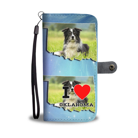 Lovely Border Collie Print Wallet Case-Free Shipping-OK State