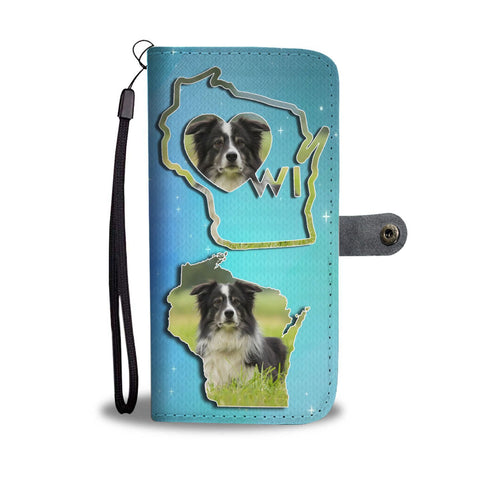 Border Collie Dog Print Wallet Case-Free Shipping-WI State
