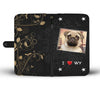 Pug Dog On Black Print Wallet Case-Free Shipping-WY State