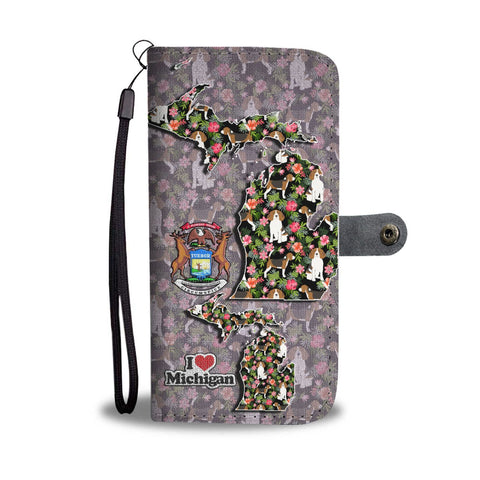 Amazing Beagle Floral Print Wallet Case-Free Shipping-MI State