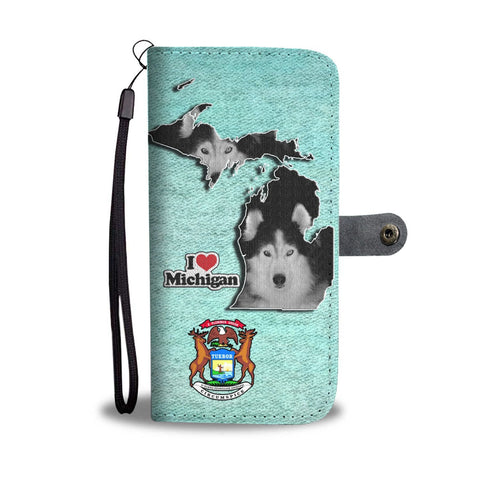 Siberian Husky Art Print Wallet Case-Free Shipping-MI State