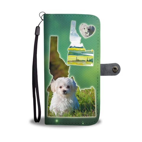 Cute Maltese Dog Print Wallet Case-Free Shipping-ID State