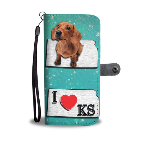Cute Dachshund Puppy Print Wallet Case-Free Shipping-KS State