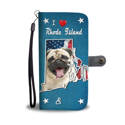Cute Pug Dog Print Wallet Case-Free Shipping-RI State