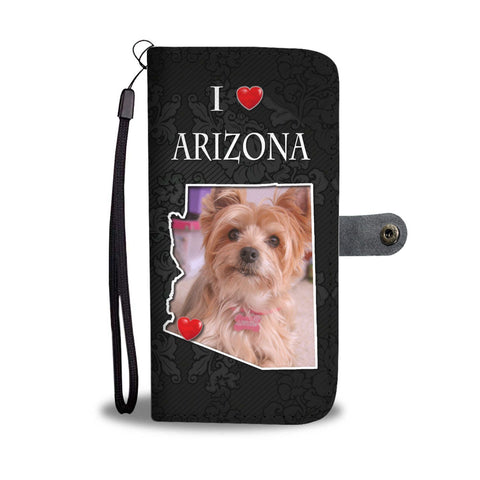 Yorkshire Terrier On Black Print Wallet Case-Free Shipping-AZ State