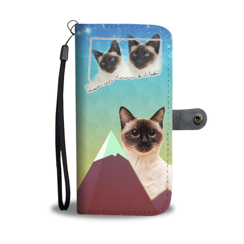Siamese Cat Print Wallet Case-Free Shipping-CT State