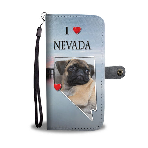 Cute Pug Dog Print Wallet Case-Free Shipping-NV State