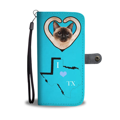 Siamese cat Print Wallet Case-Free Shipping-TX State