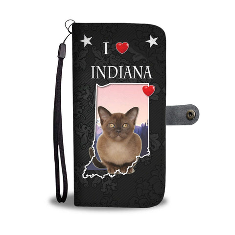 Cute Burmese Cat On Black Print Wallet Case-Free Shipping-IN State